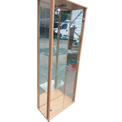 67 - BEECH 2 DOOR DISPLAY CABINET