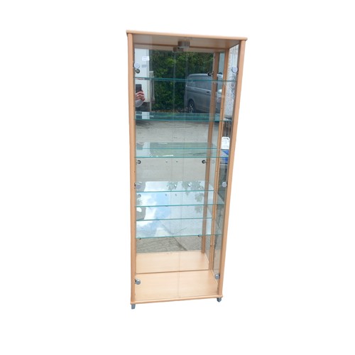 67 - BEECH 2 DOOR DISPLAY CABINET