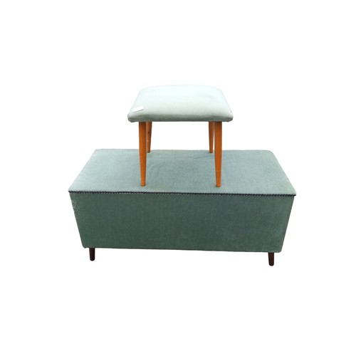 62 - A VINTAGE STOOL & MATCHING OTTOMAN