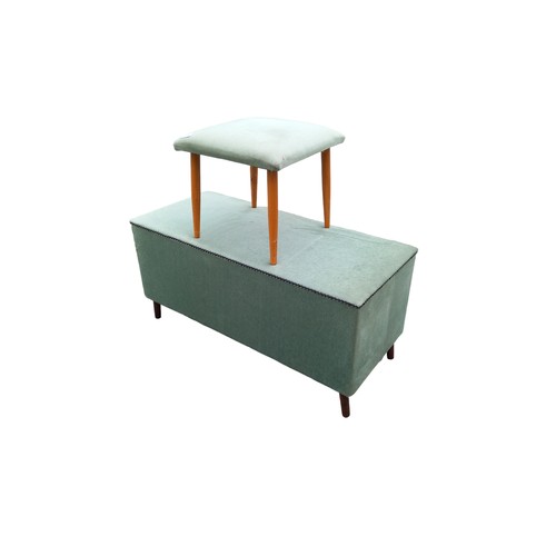 62 - A VINTAGE STOOL & MATCHING OTTOMAN