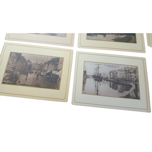 129 - A SET OF 6  BLACK AND WHITE PHOTO PLACEMATS