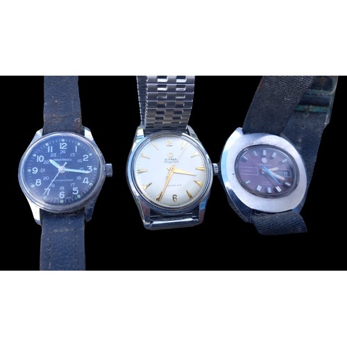 186 - LOT OF 5 VINTAGE WATCHES TO INCLUDE CYMO,TIMEX,HENDSTAR,INGEASO,TRESSA