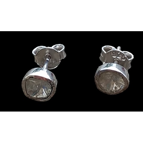 198 - SILVER & DIAMOND EARRINGS