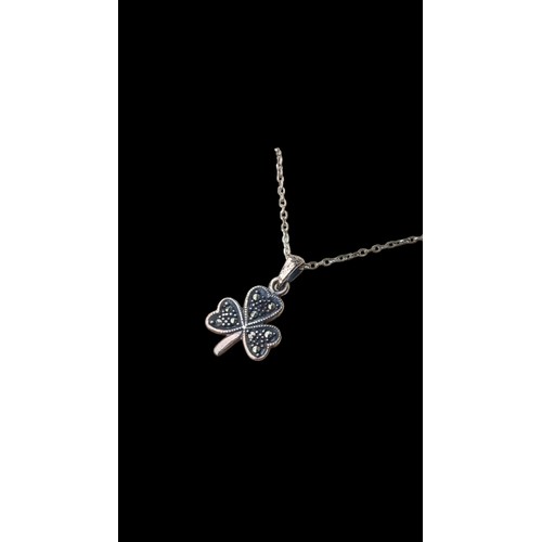 237 - A SILVER SHAMROCK AND MARCASITE PENDANT ON A SILVER CHAIN