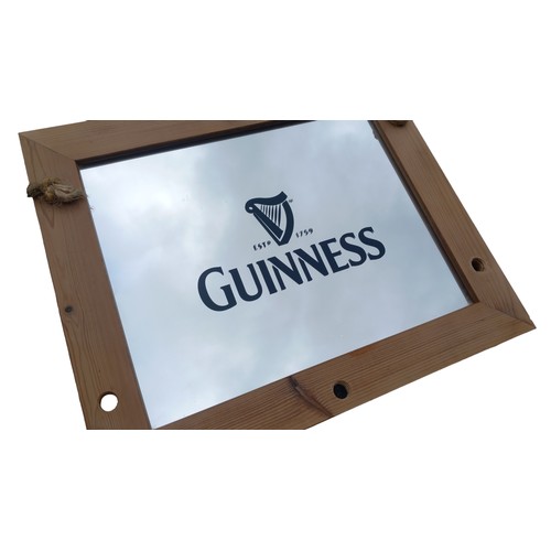 312 - PINE FRAMED GUINNESS MIRROR24x21