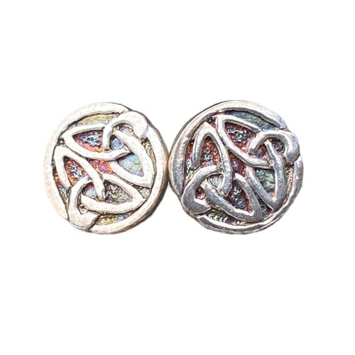 300 - A PAIR OF CELTIC SILVER EARRINGS IN A SHAMROCK BOX