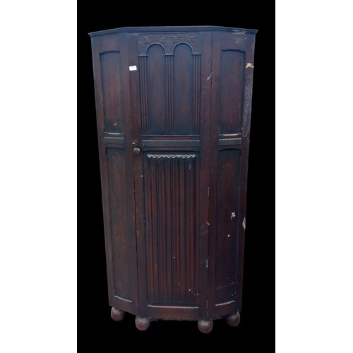 359 - AN OLD CHARM SINGLE DOOR HALL CUPBOARD WITH HANGING RAIL