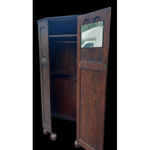 359 - AN OLD CHARM SINGLE DOOR HALL CUPBOARD WITH HANGING RAIL