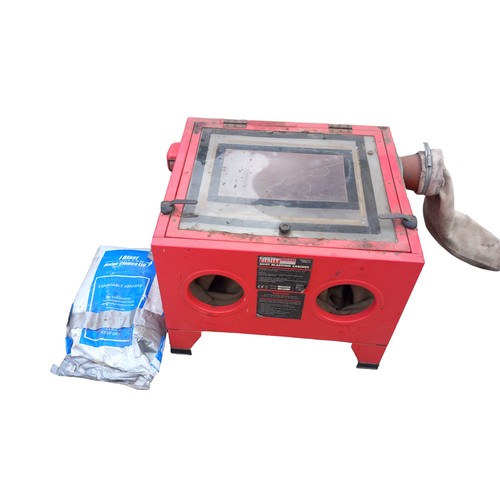 360 - A SELEY POWDER SHOT BLASTING CABINET AND BAG OF PELLETS