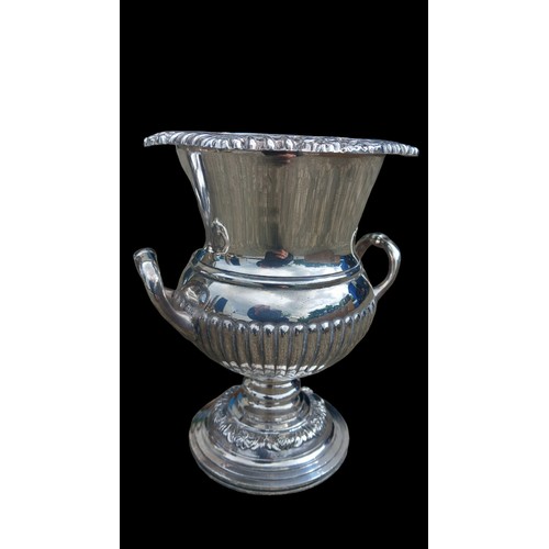 440 - A PAIR OF QUALITY ANTIUE PLATED URNS 6