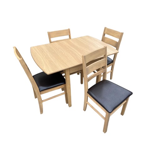 445 - A QUALITY BEECH DROP LEAF TABLE WITH 4 MATCHING CHAIRS