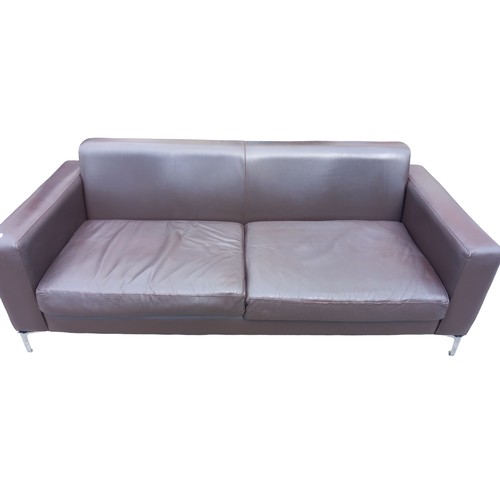 450 - BROWN LEATHER 3 SEATER