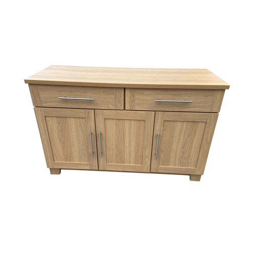 498 - A BEECH 3 DOOR, 2 DRAWER SIDEBOARD 63x35x23