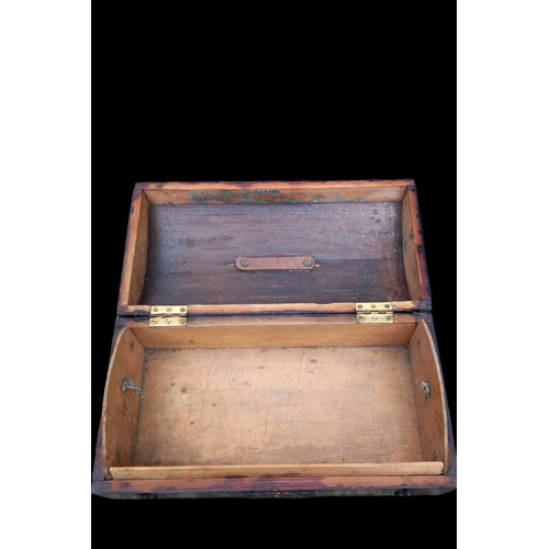 477 - AN ANTIQUE JEWELLERY BOX FROM LANGFORD LODGE CRUMLIN Co ANTRIM OWNED BY CHARLOTTE FITZGERALD 13x5x7