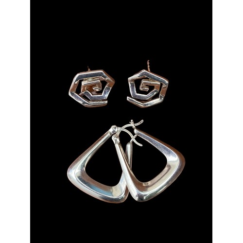 515 - 2 PAIR OF HEAVY SILVER ORNATE EARRINGS