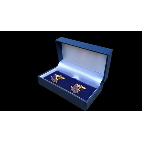 525 - BOXED MASONIC CUFFLINKS