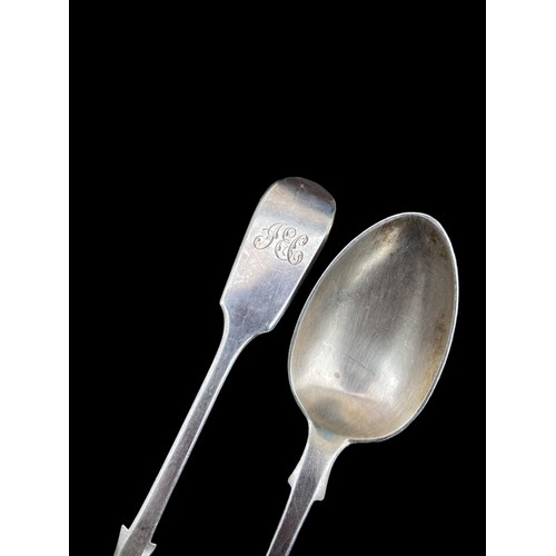 546 - A PAIR OF VICTORIAN LONDON SILVER SPOONS 52GRAMS