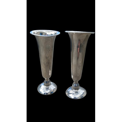 560 - A PAIR OF BIRMINGHAM, SILVER SPILL VASE 153grm total