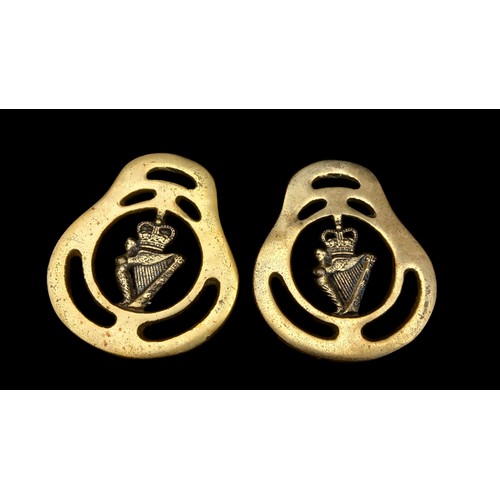 593 - A PAIR OF VICTORIAN ROYAL IRISH RIFLE HORSE BRASS