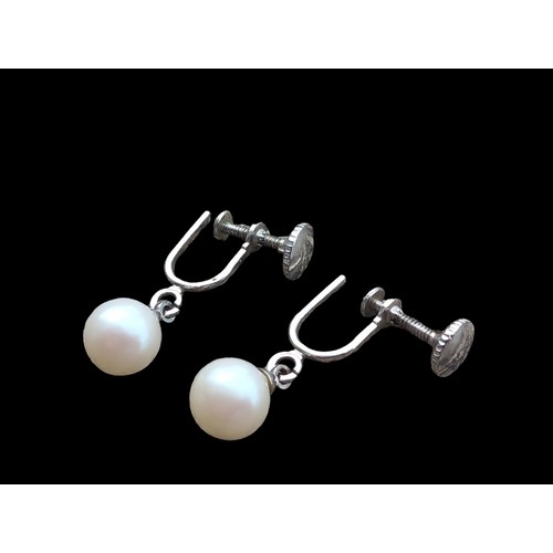 602 - PLATINUM AND PEARL SET EARRINGS