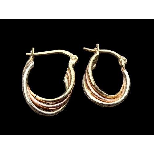 620 - A PAIR OF 9CT TRI GOLD EARRINGS