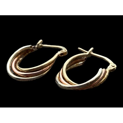 620 - A PAIR OF 9CT TRI GOLD EARRINGS