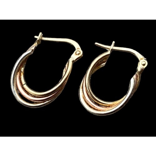 620 - A PAIR OF 9CT TRI GOLD EARRINGS