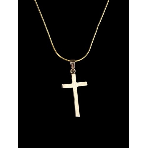 633 - A 9CT GOLD CROSS ON A 9CT GOLD CHAIN