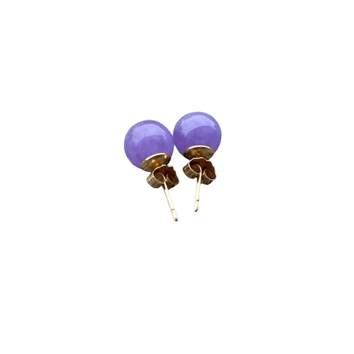 643 - 14ct GOLD PURPLE JADE EARRINGS