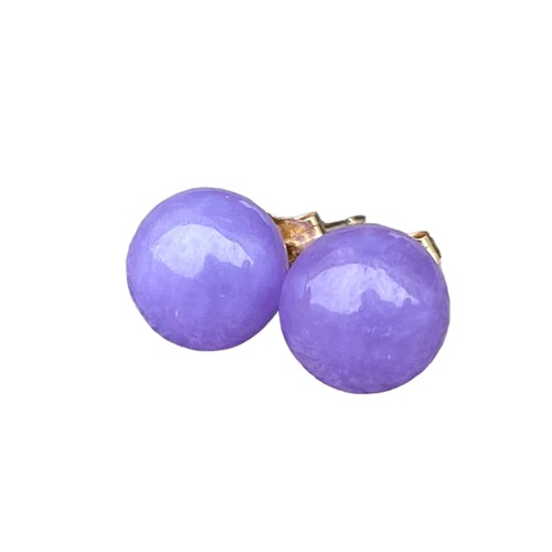 643 - 14ct GOLD PURPLE JADE EARRINGS