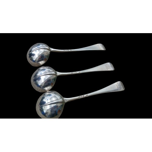 650 - 1894 LONDON SILVER LADLE X3 BY ROWLANDS AND FRAZER 239grm