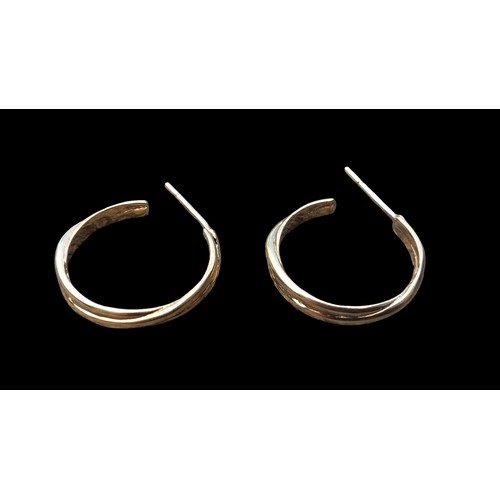 657 - SOLID  3 STRAND HOOP EARRINGS 2 CM DIA IN 9ct GOLD  3.4grm