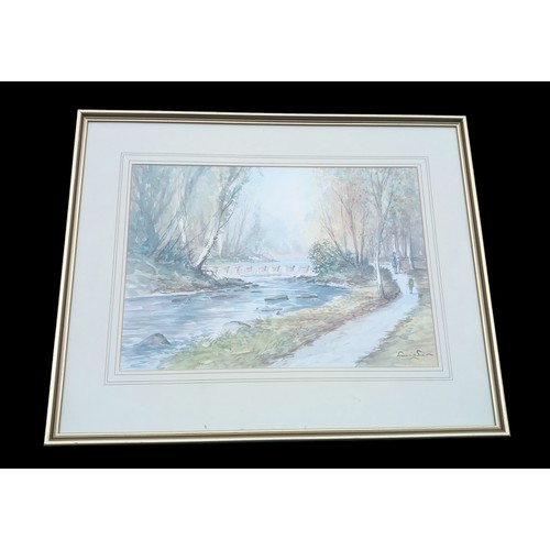 689 - A WILLIAM CUNNINGHAM WATERCOLOUR OF THE WORLD FAMOUS TIULLYMORE FOREST PARK MEASURES 27 x 22