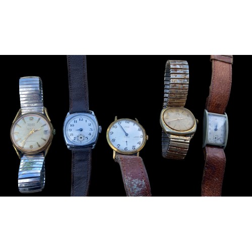 736 - LOT OF 5 VINTAGE WATCHES TO INCLUDE ROTARY,UNO,GRUEN ETC