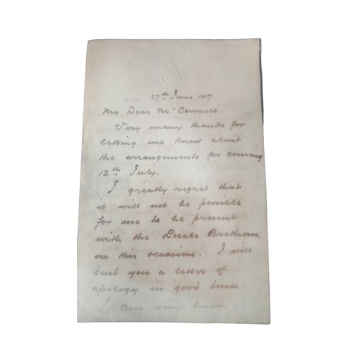 603A - HOUSE OF COMMONS HEADED PAPER  2 PAPER LETTER FROM EDWARD CARSON TO ALEX McCONNELL DUTY GRAND MASTER... 