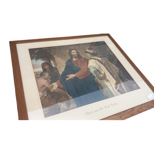 75A - A RELIGIOUS PRINT IN OAK FRAME