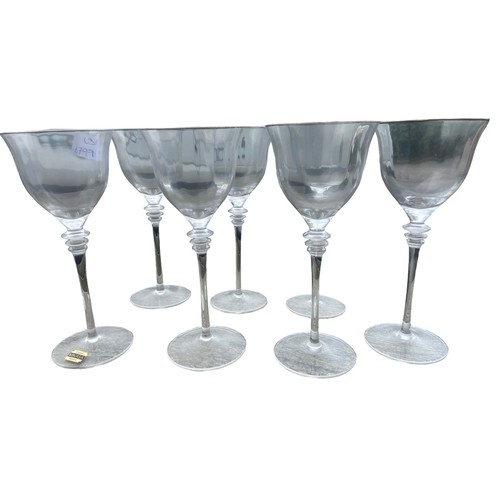 115A - A SET OF 7 MIKASA CRYSTAL WINE GLASSES