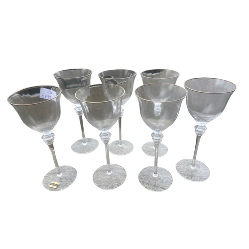 115A - A SET OF 7 MIKASA CRYSTAL WINE GLASSES