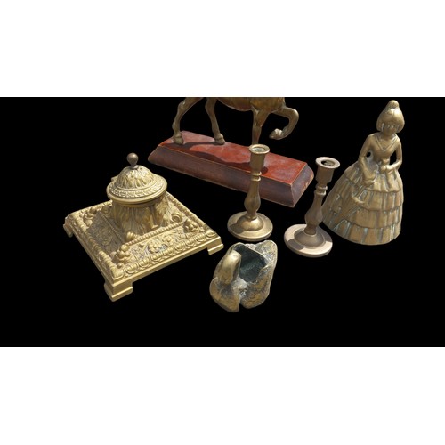 16 - A MIXED LOT OF BRASS