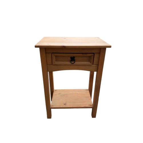 28 - A PINE CONSOL TABLE WITH DRAWER