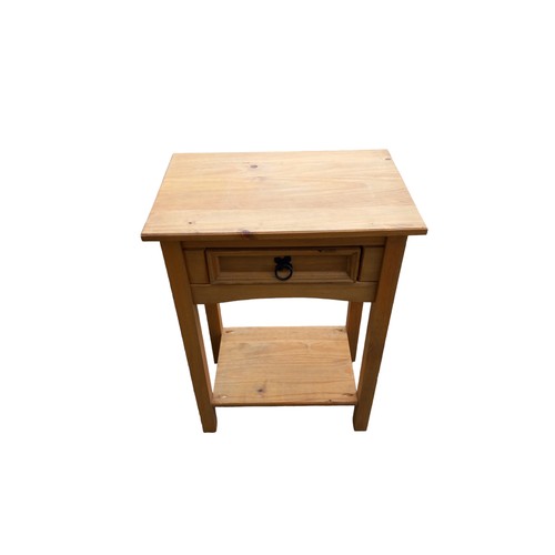 28 - A PINE CONSOL TABLE WITH DRAWER