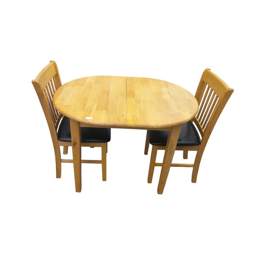 173 - BEECH TABLE AND 2 CHAIRS