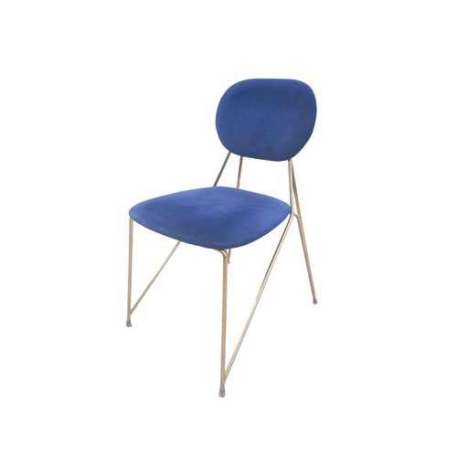 170A - SET OF 4 GILT FRAME VELVET BLUE SEAT DINING CHAIRS