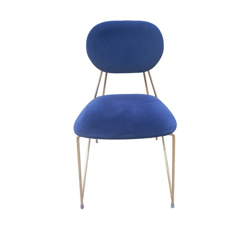 170A - SET OF 4 GILT FRAME VELVET BLUE SEAT DINING CHAIRS