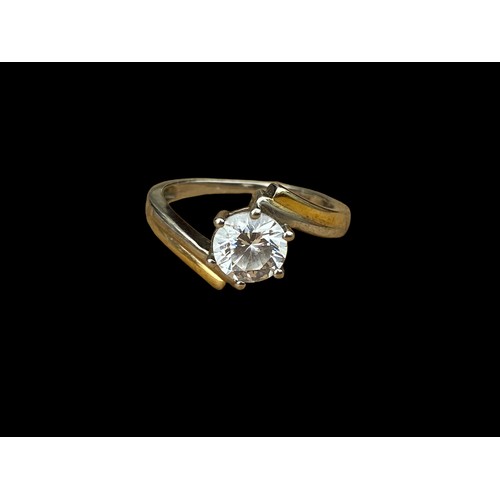 238 - A TWIN BAND SILVER SOLITAIRE