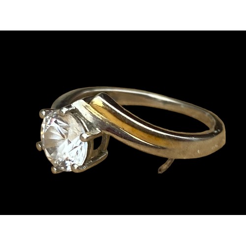 238 - A TWIN BAND SILVER SOLITAIRE