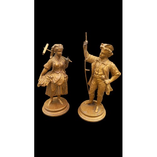 31 - A PAIR OF FRENCH ANTIQUE GILT METAL HARVEST FIGURES 8