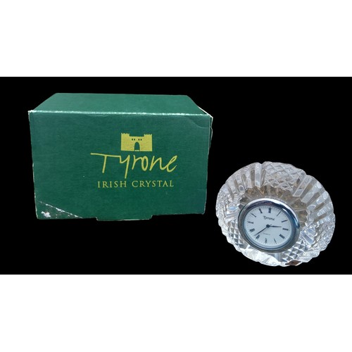 150 - A BOXED TYRONE CRYSTAL CLOCK 4