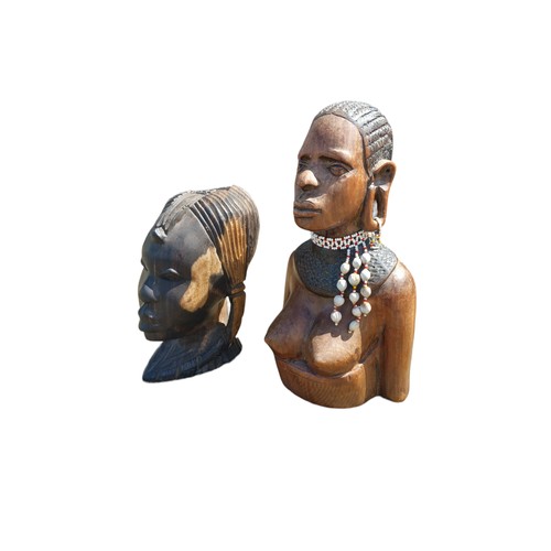 80 - 2 CARVED AFRICAN HEADS