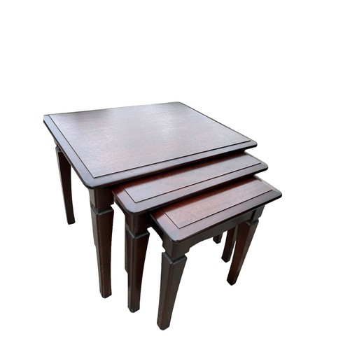 5 - A NEST OF 3 MAHOGANY TABLES POSSIBLY STAG